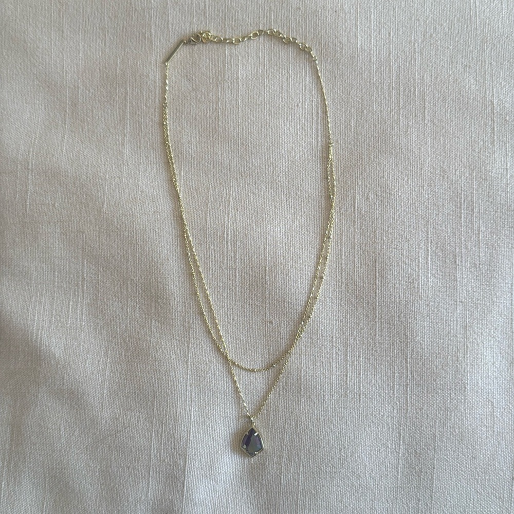 Kendra Scott Gold Layered Necklace with Dichroic Glass - 16”- 18” Length